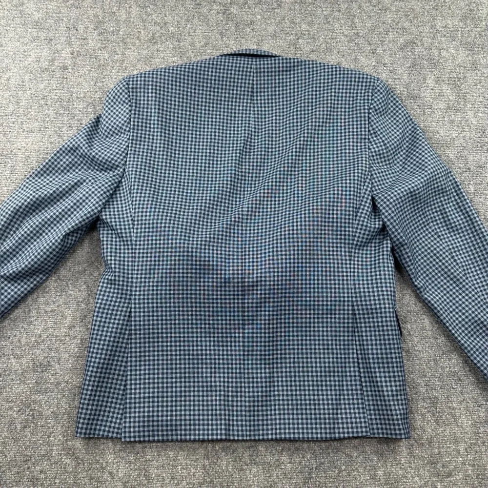 Michael Kors Sport Coat 40S Blue Grey Gingham Plaid Two Button Blazer Mens